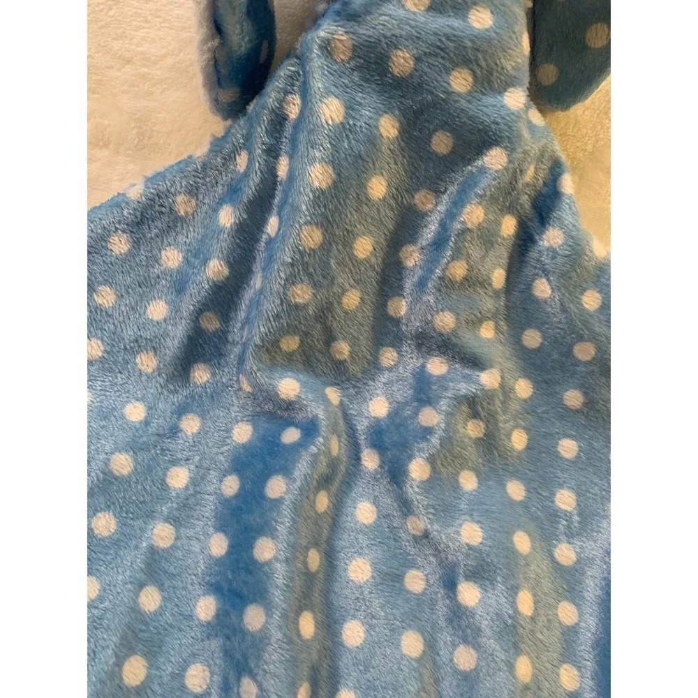 KellyToy Baby Blue Bunny Rabbit Security Blanket‎ Lovey Polka Dots knotted EUC